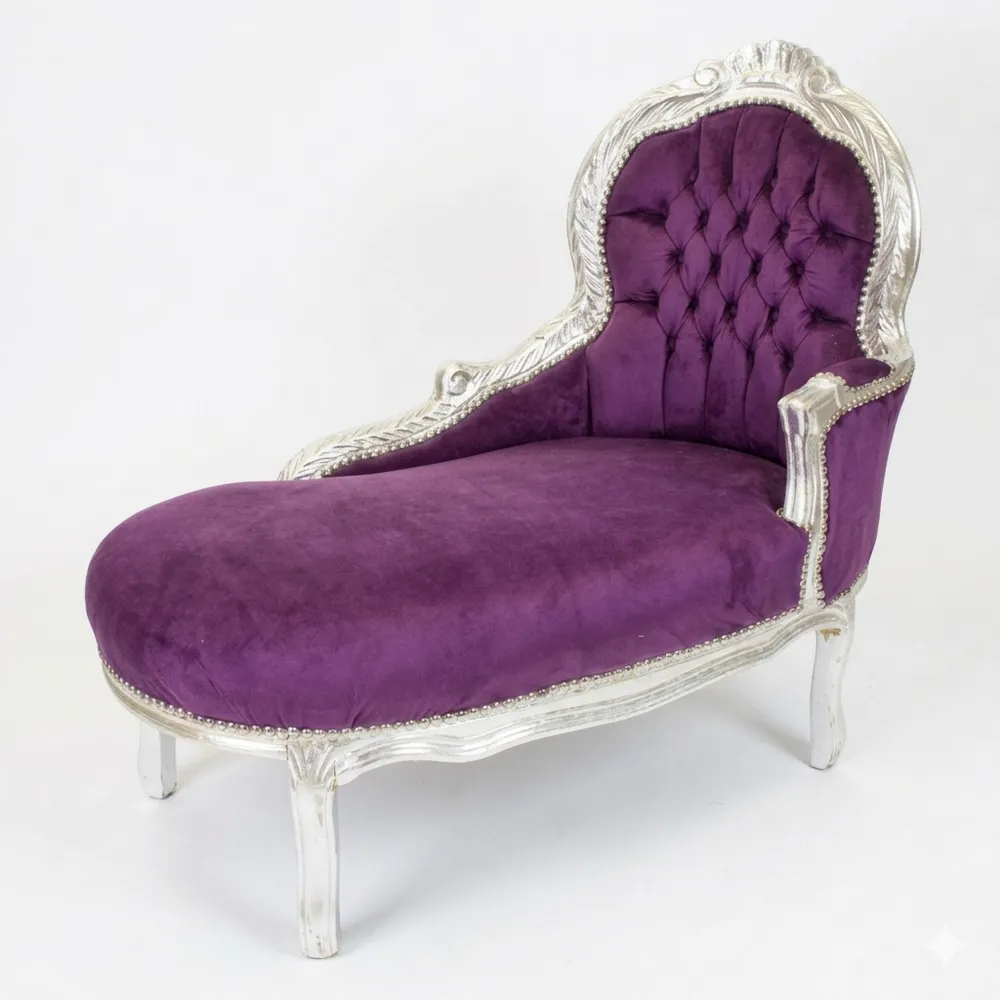 Elegante Kinder Chaiselongue in Lila und Silber
