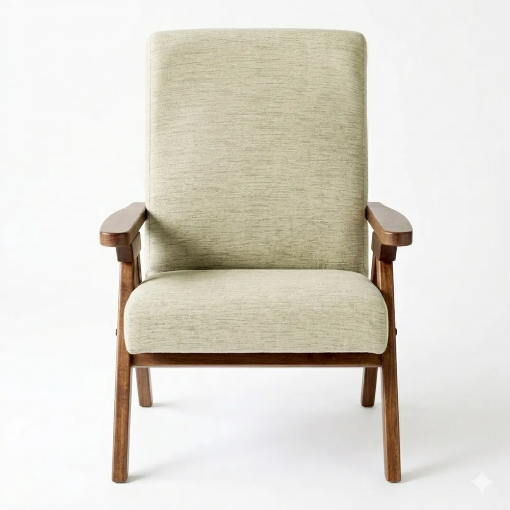 Verstellbarer Holzsessel mit Liegefunktion in Beige