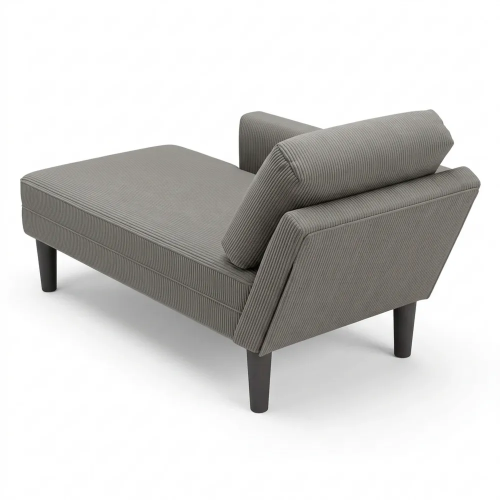 Gemütliche Chaiselongue aus Cordstoff in Hellgrau