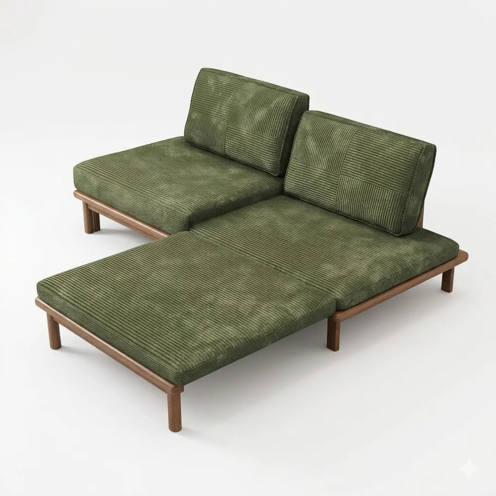 Modulares Schlafsofa aus Massivholz für Wohnzimmer