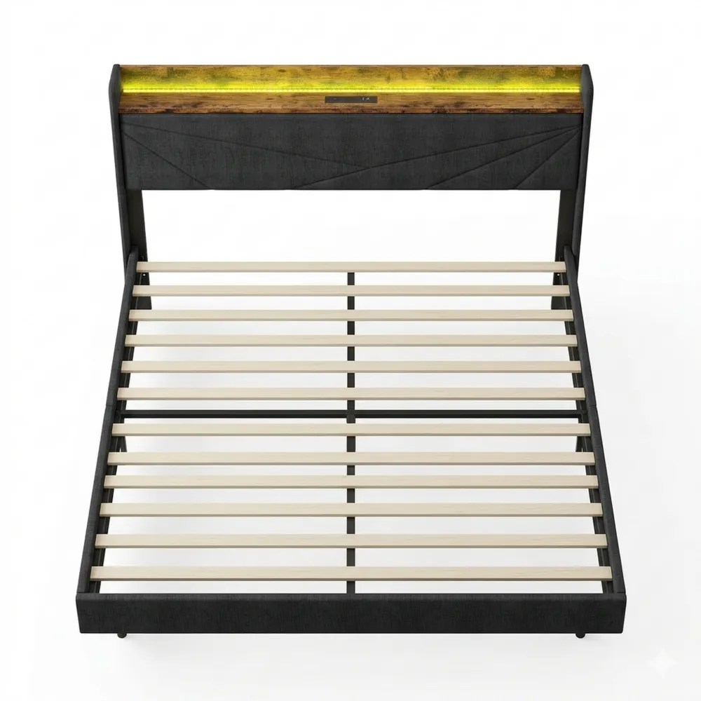 Modernes Polsterbett 180x200 cm mit LED und Ladestation