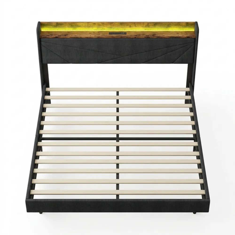 Modernes Polsterbett 180x200 cm mit LED und Ladestation