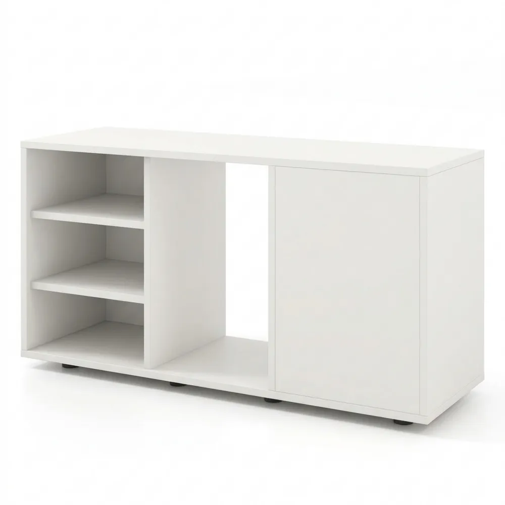 Moderner Holzschrank mit Schubladen und verstellbaren Füßen