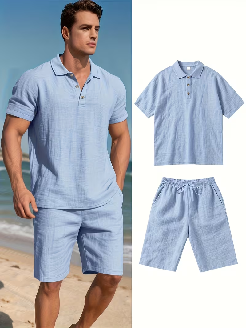 ⏰ Letzter Tag: 50% Rabatt! 🔥 –Herren Sommer-Leinen-Set mit Kurzarmhemd und Shorts