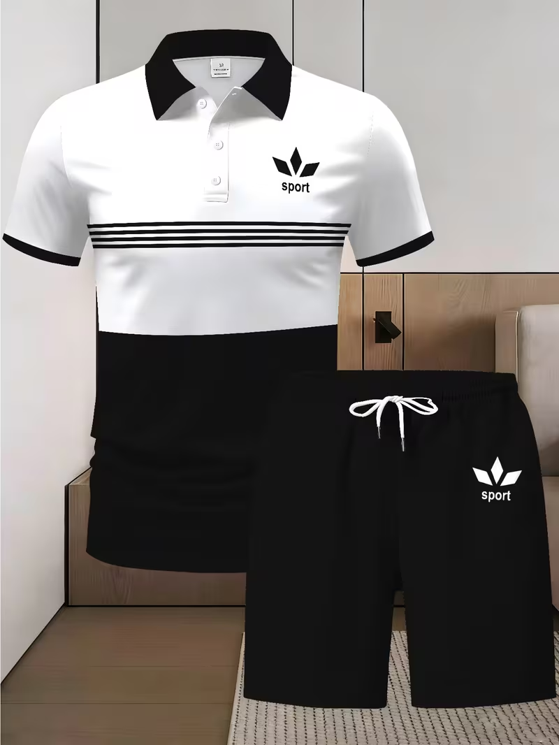 Herren Sportset mit Poloshirt und kurzer Hose