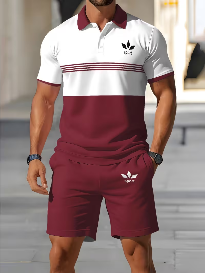 Herren Sportset mit Poloshirt und kurzer Hose