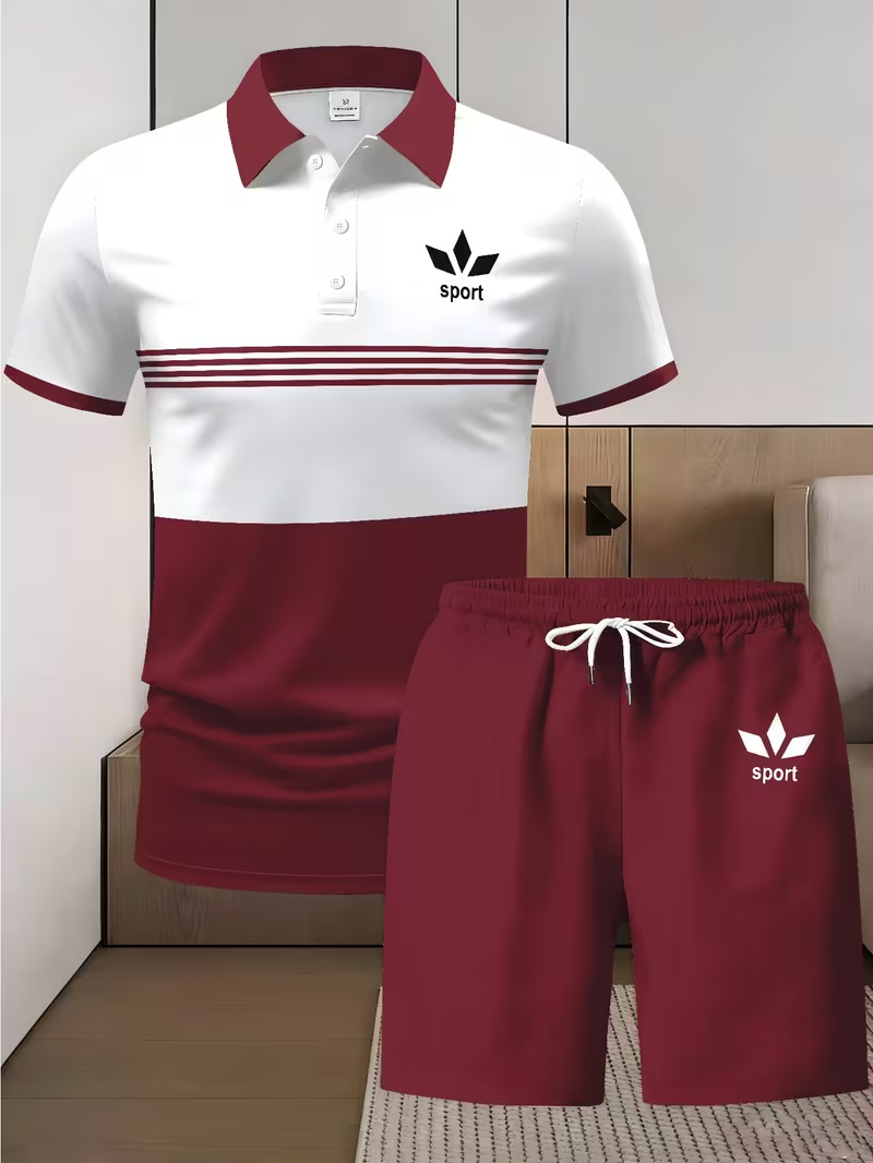 Herren Sportset mit Poloshirt und kurzer Hose