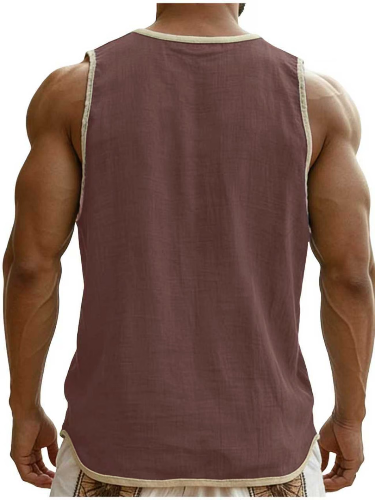Herren Ärmelloses Henley Tanktop im lässigen Leinenlook