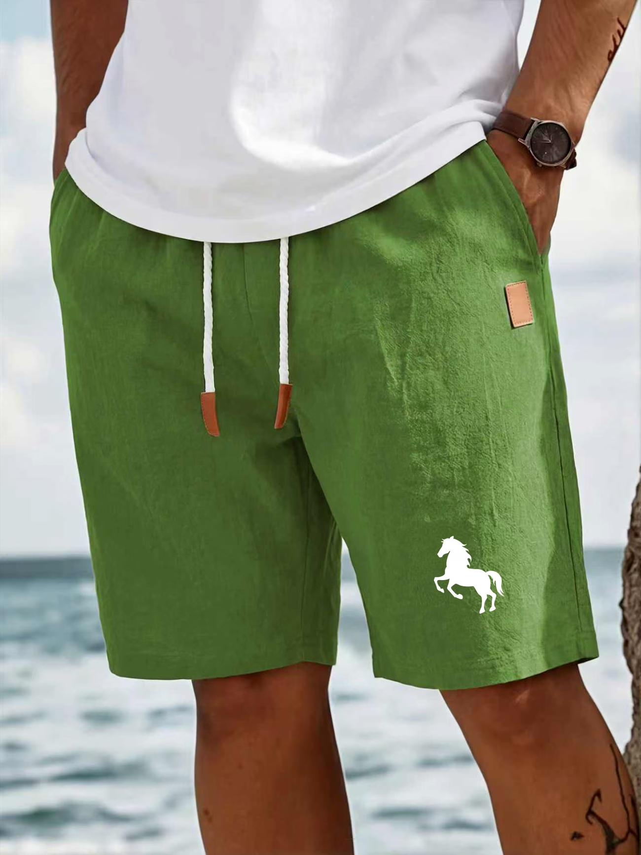 Herren Leinen-Shorts mit Kordelzug für den Sommer