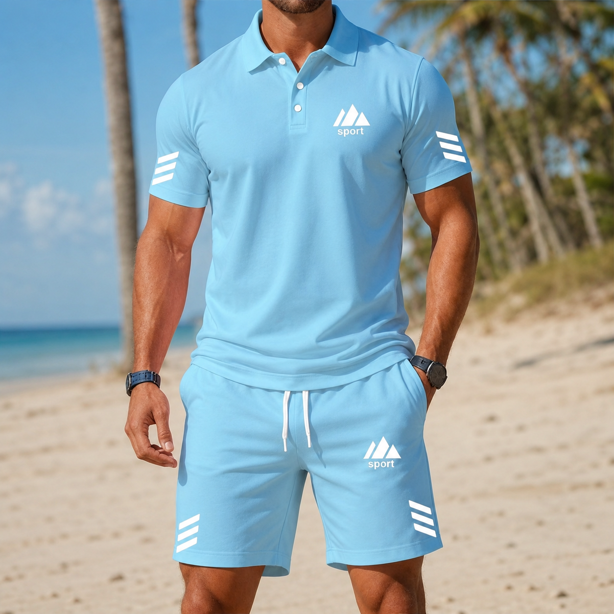 Herren Sommer Polo-Set mit Shirt und Shorts
