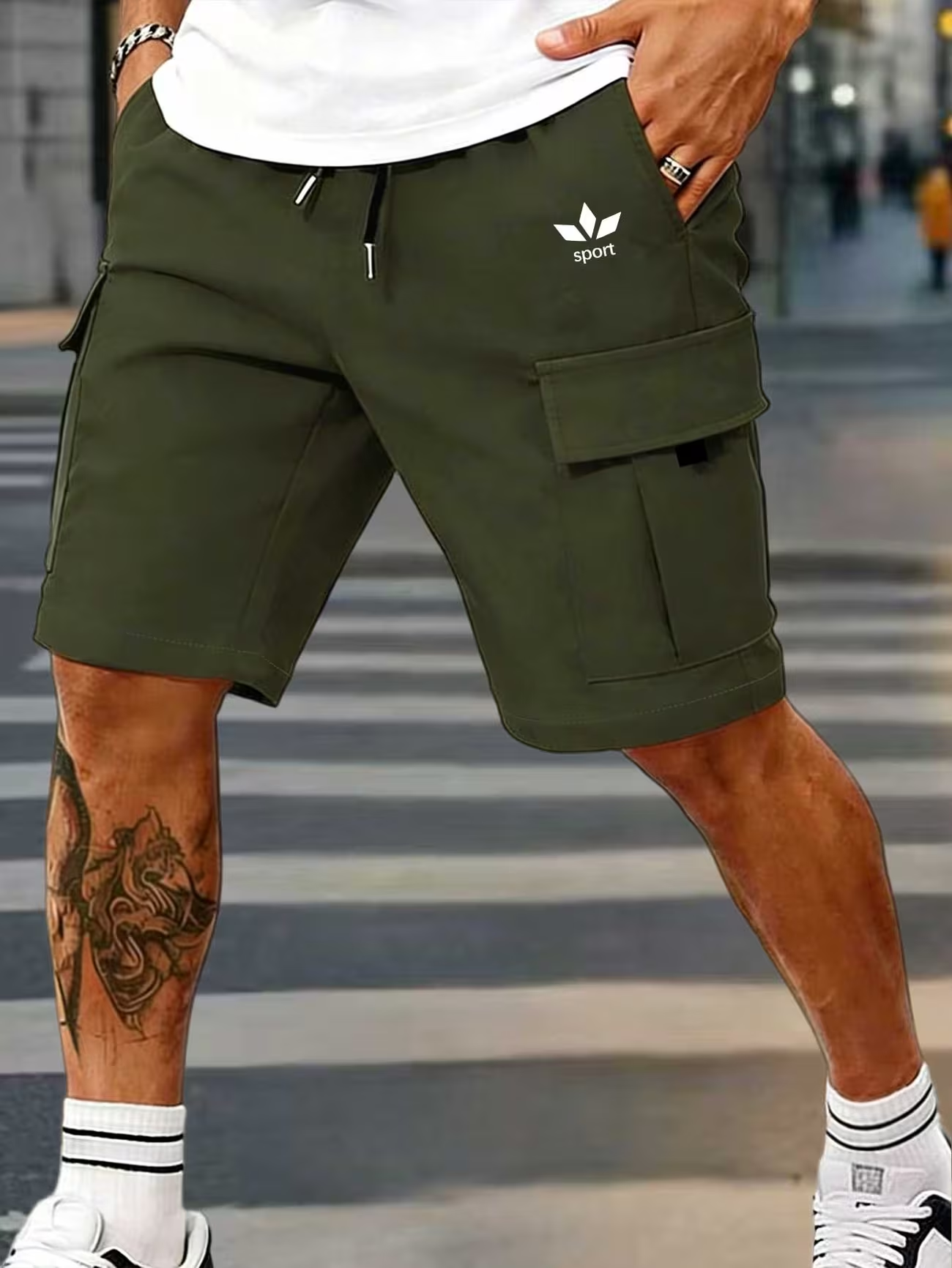 Herren Cargo-Shorts mit elastischem Bund und Taschen
