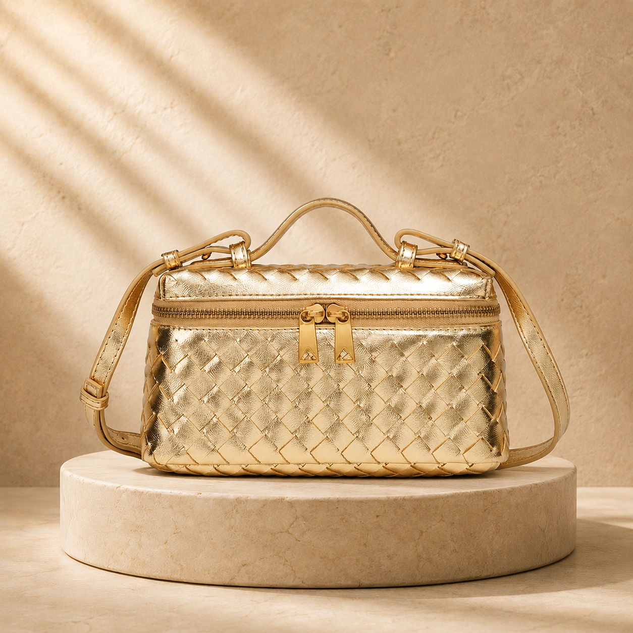 "La Scatola d'Oro" – Exklusive handgeflochtene Vanity-Bag aus ultra-softem italienischem Lammleder