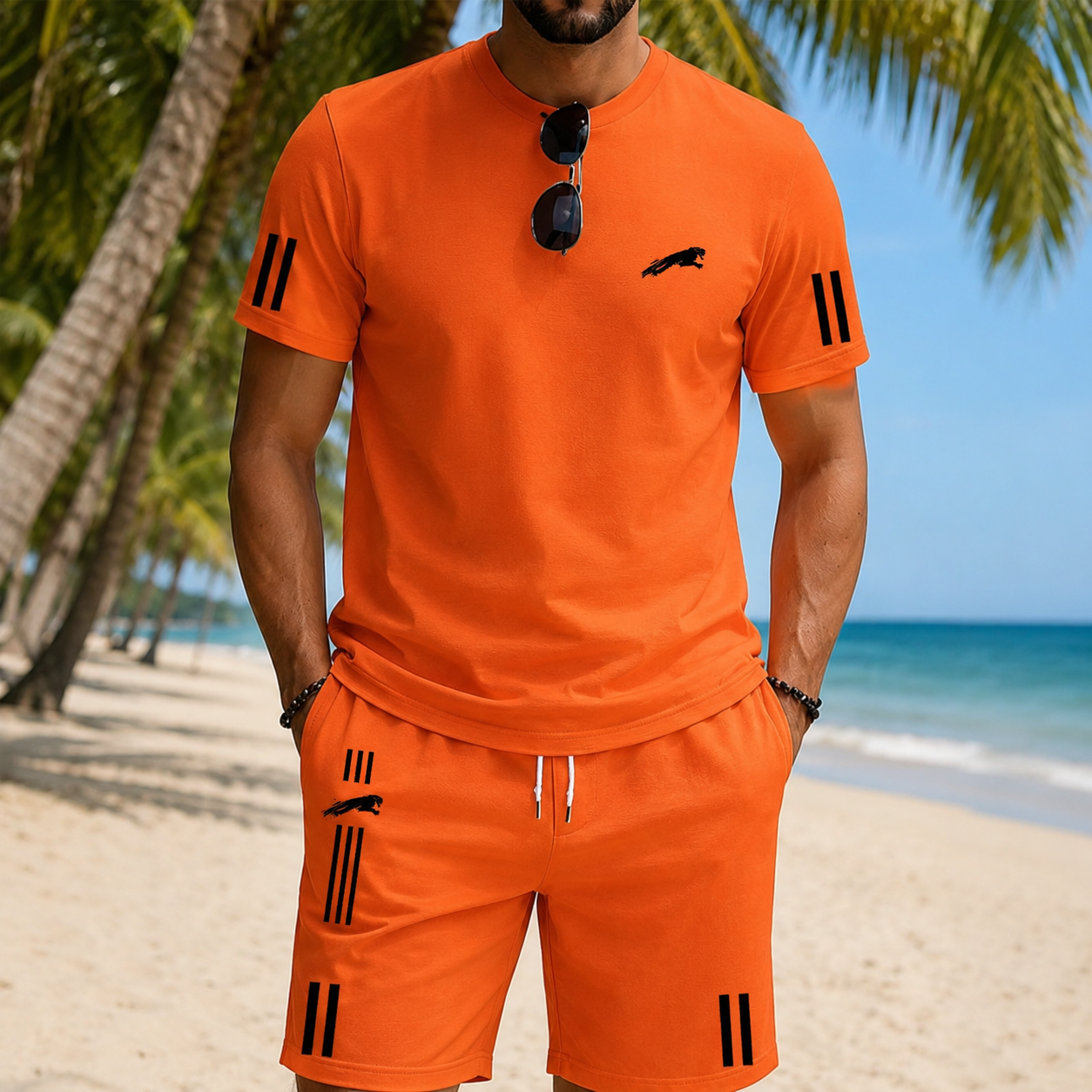Herren Sommer Freizeitset mit T-Shirt und Shorts