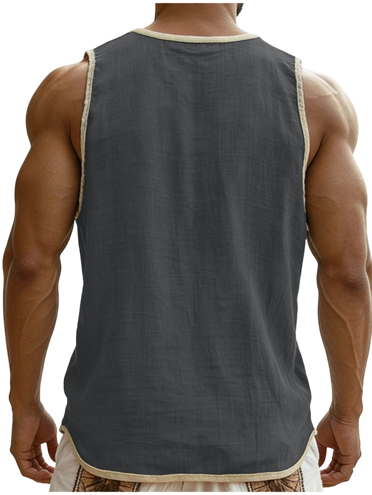 Herren Ärmelloses Henley Tanktop im lässigen Leinenlook