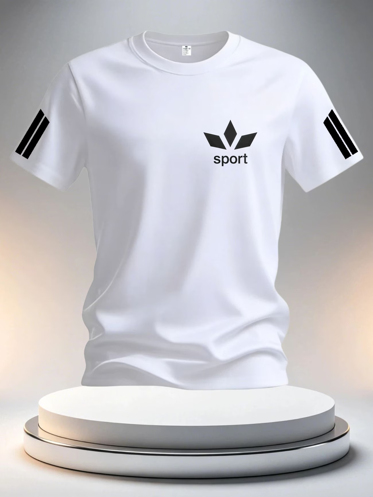 Herren Sport T-Shirt mit Streifen und Rundhals
