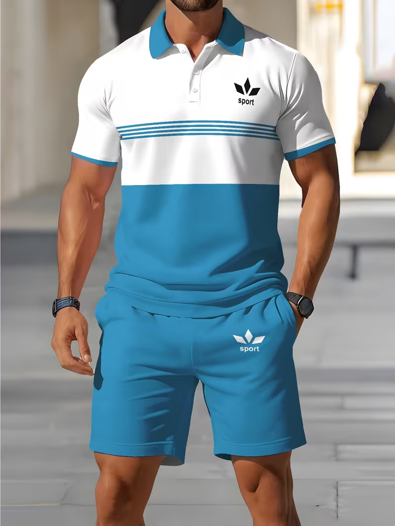 Herren Sportset mit Poloshirt und kurzer Hose