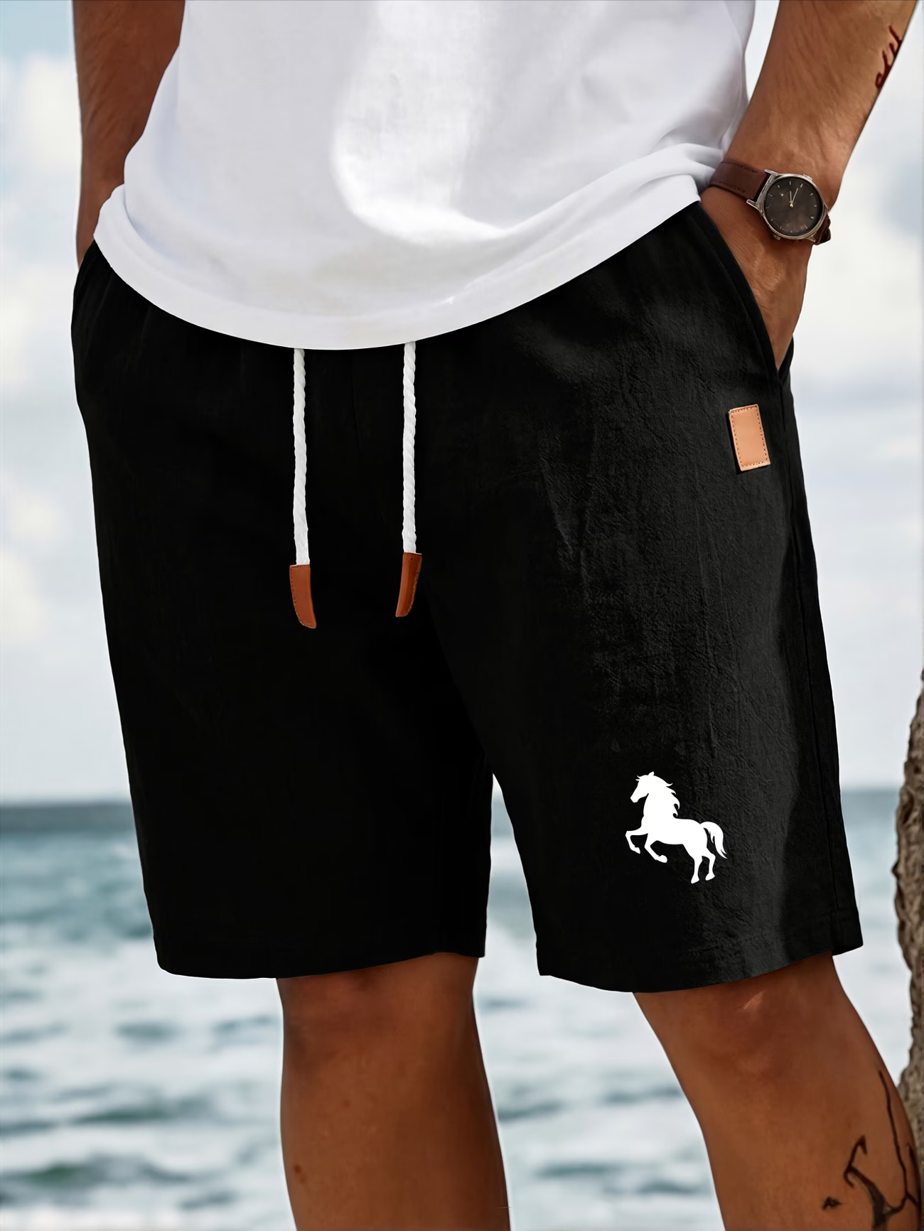 Herren Leinen-Shorts mit Kordelzug für den Sommer
