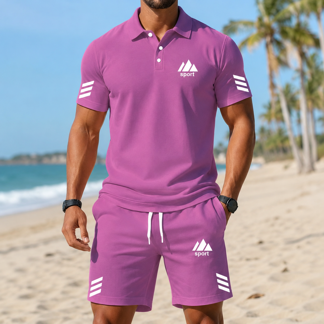Herren Sommer Polo-Set mit Shirt und Shorts