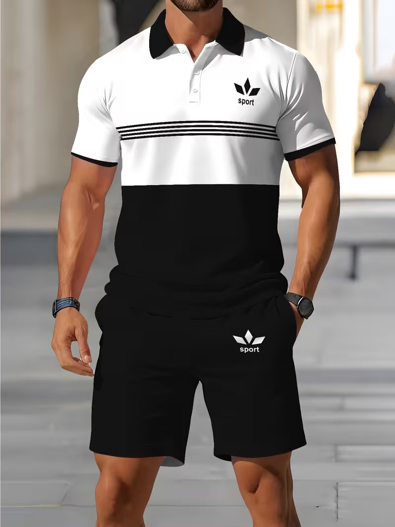 Herren Sportset mit Poloshirt und kurzer Hose