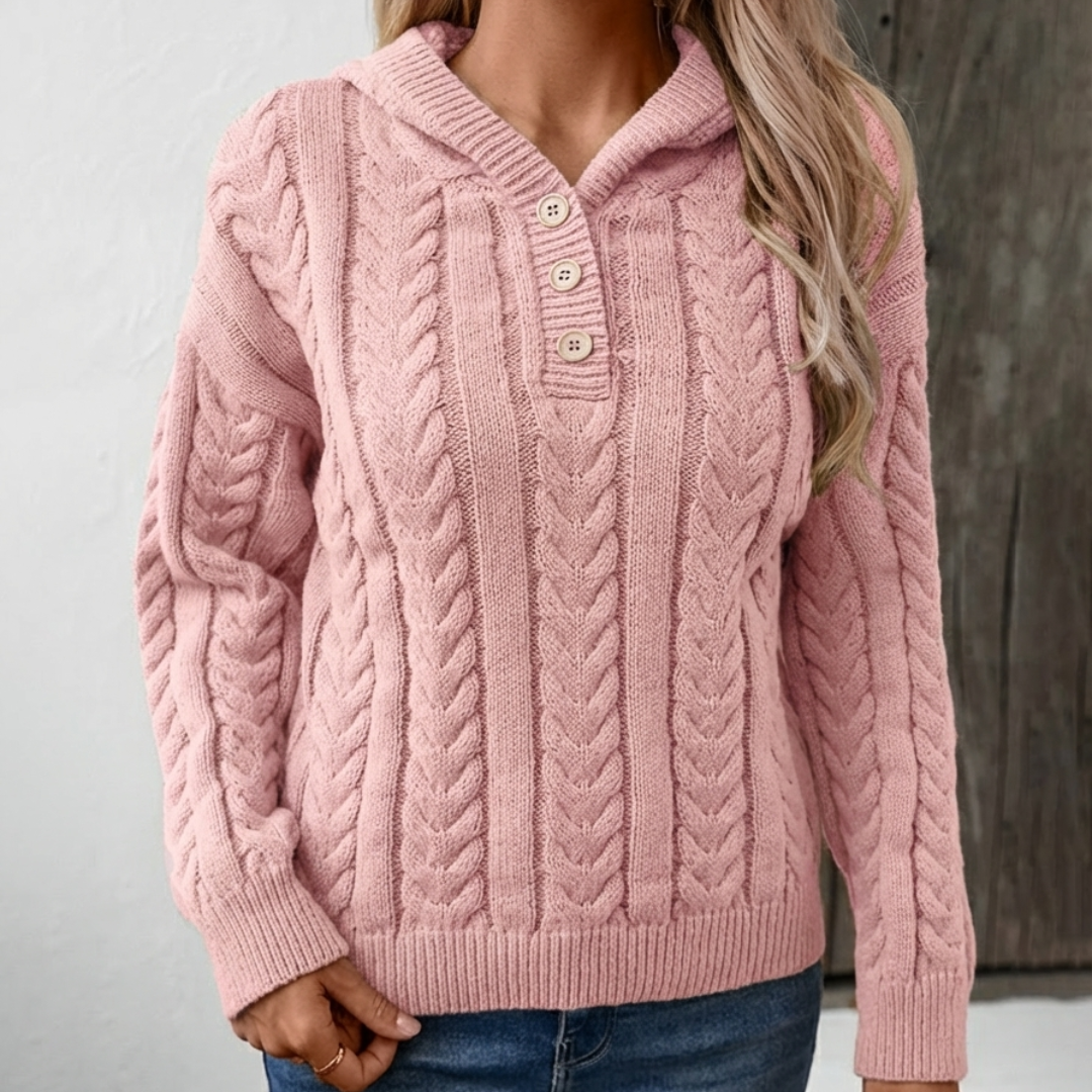 Kuscheliger Henley-Pullover aus Kabelstrick