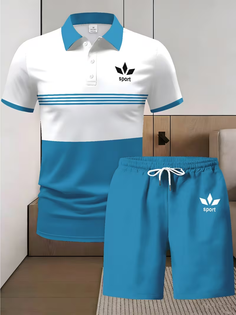 Herren Sportset mit Poloshirt und kurzer Hose