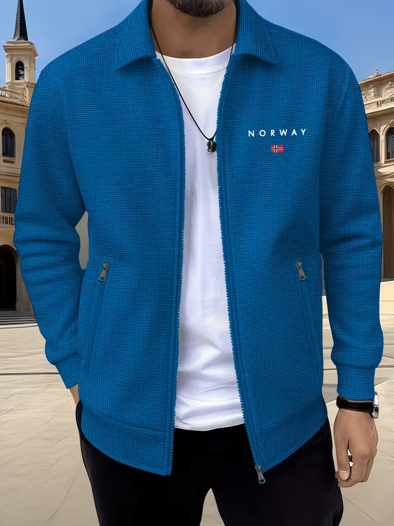 ⏰ Letzter Tag: 50% Rabatt! 🔥-Herren Strukturjacke mit Reißverschluss Norway Print Casual Übergangsjacke
