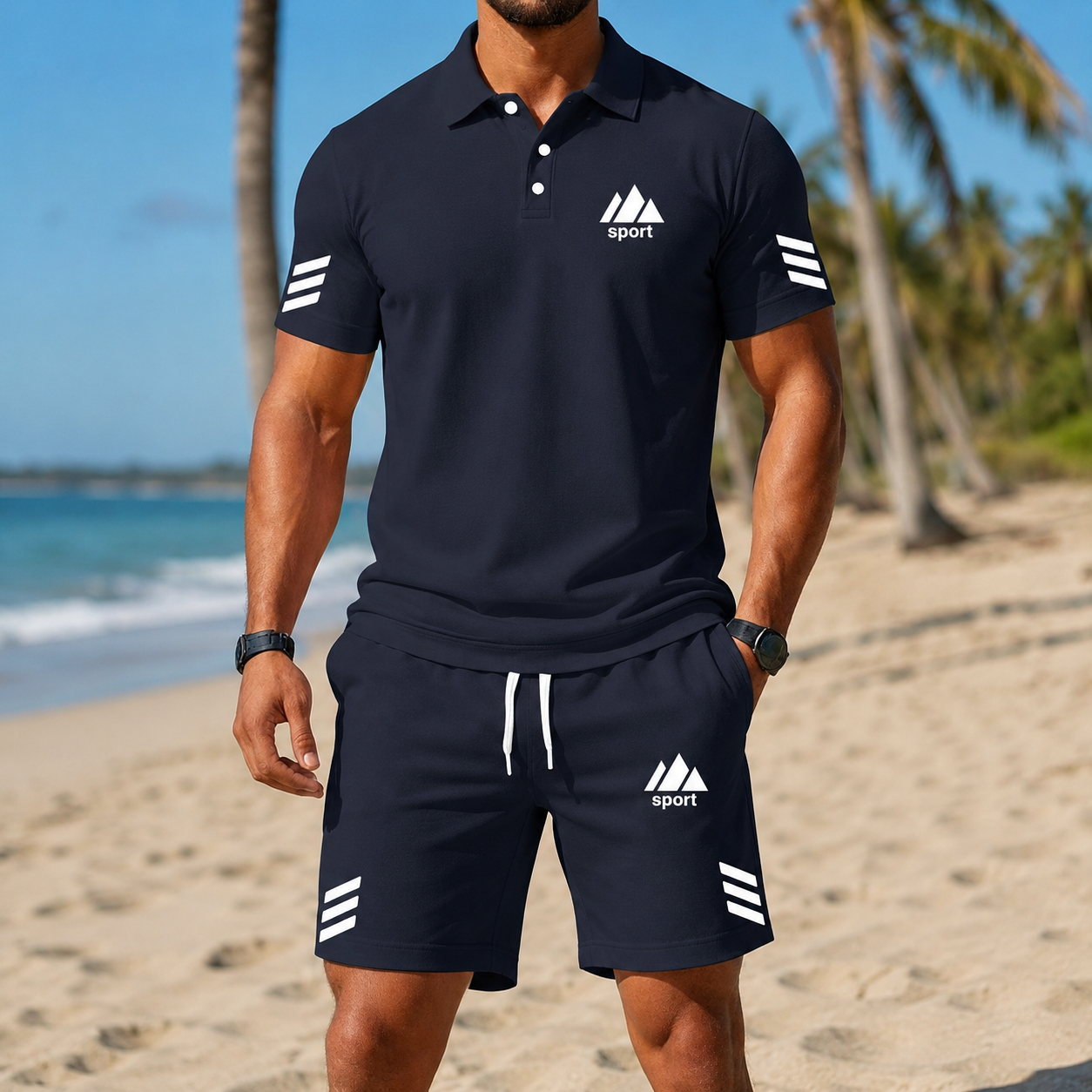 Herren Sommer Polo-Set mit Shirt und Shorts
