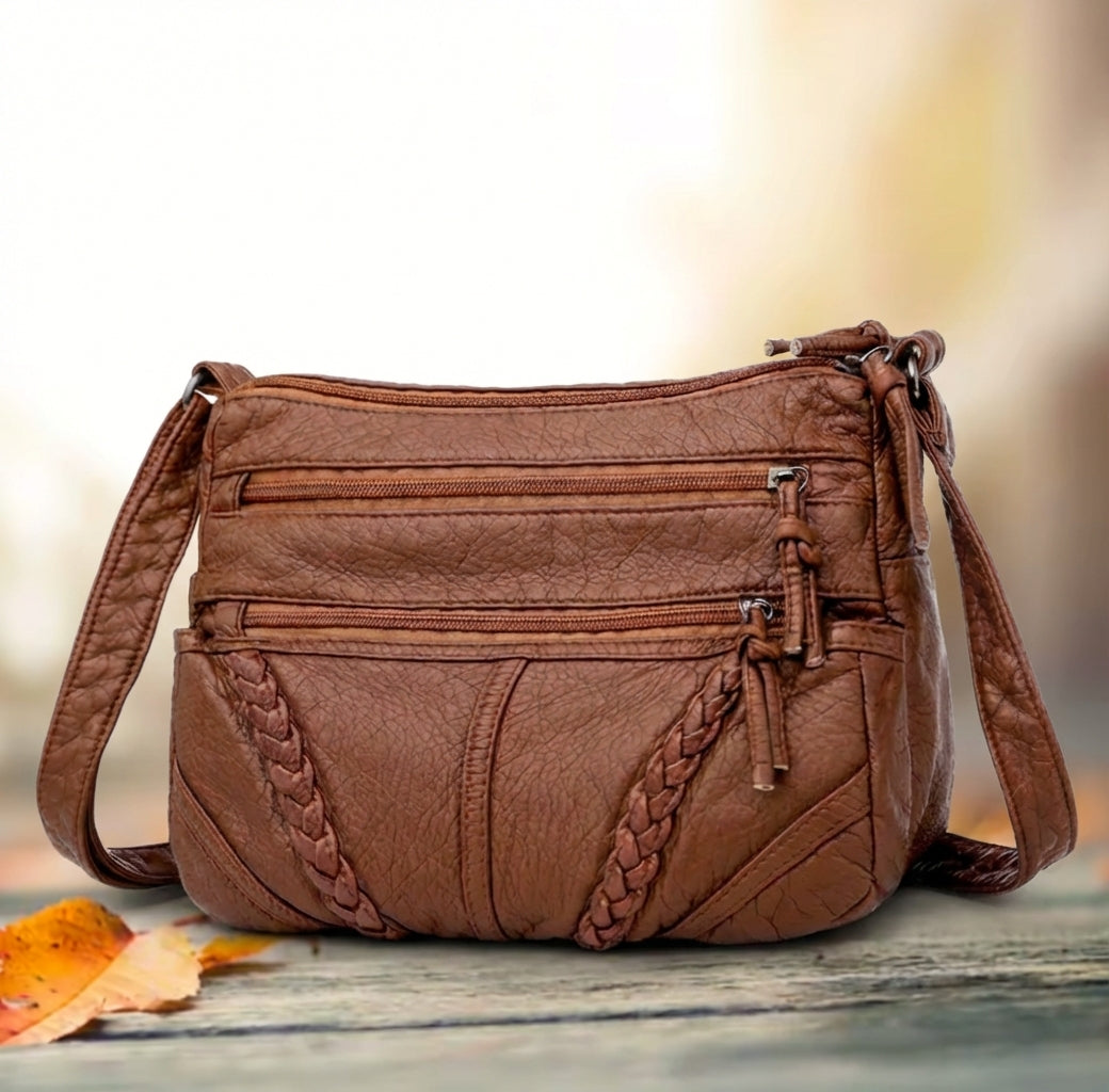 Schultertasche aus echtem Leder