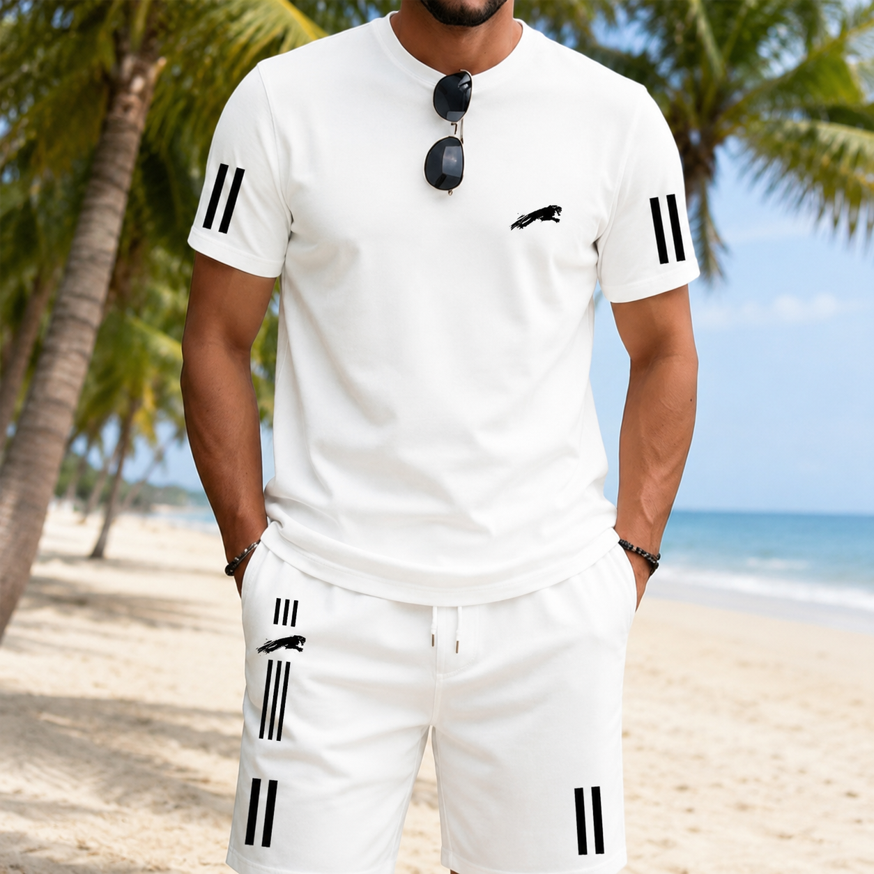 Herren Sommer Freizeitset mit T-Shirt und Shorts