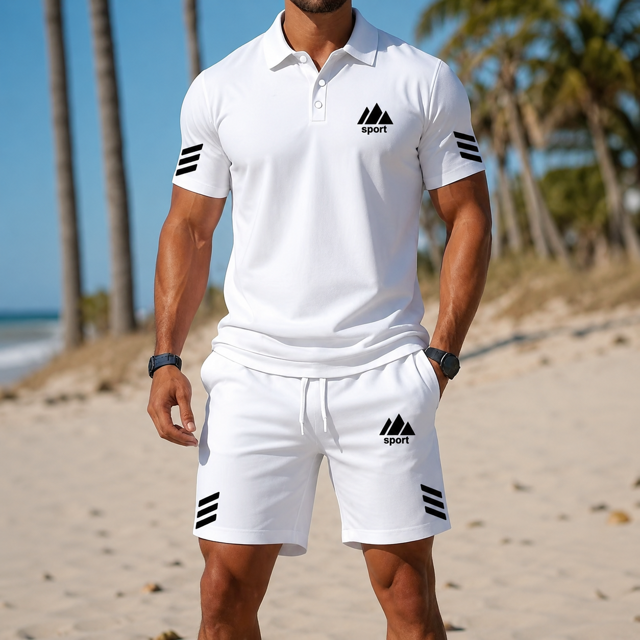 Herren Sommer Polo-Set mit Shirt und Shorts