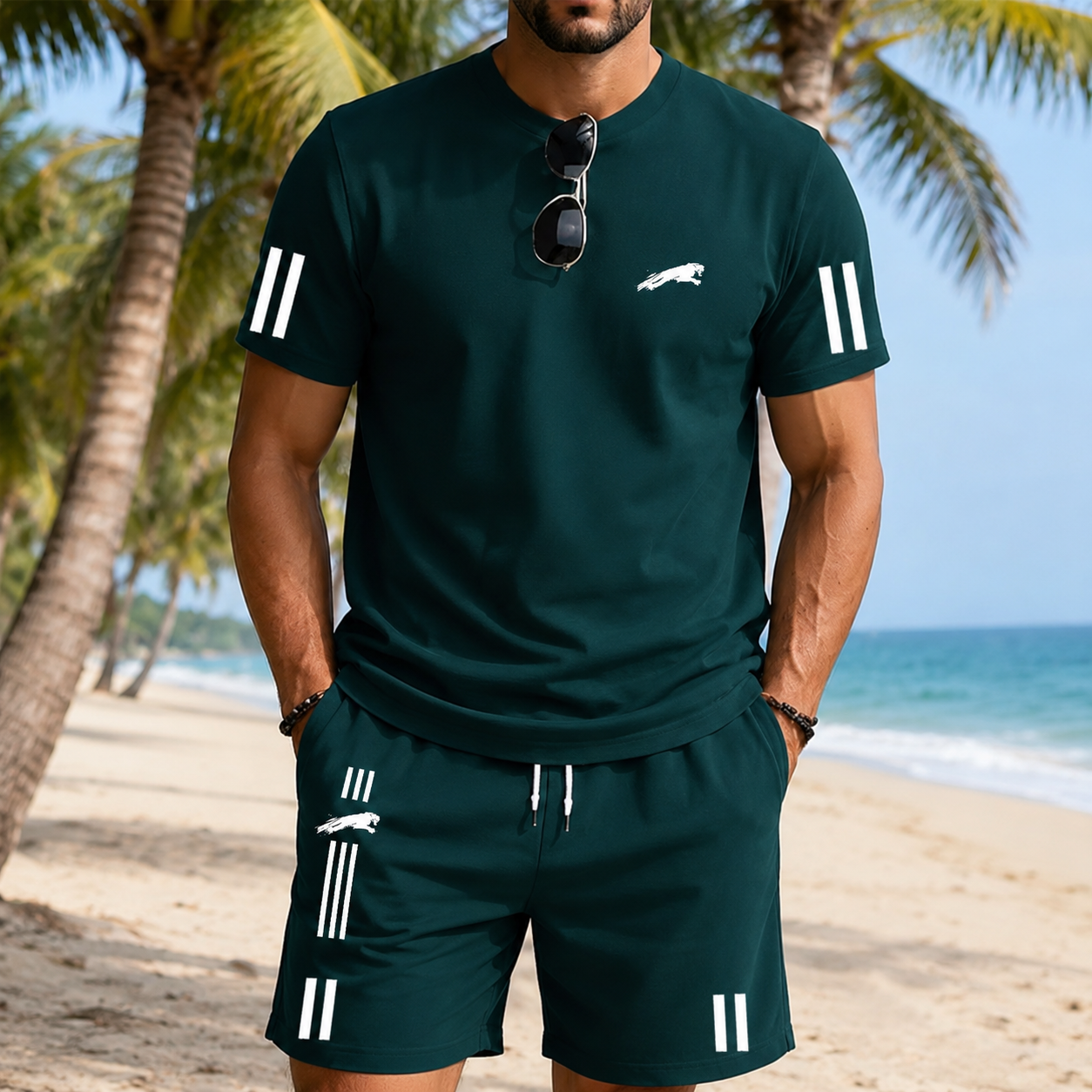 Herren Sommer Freizeitset mit T-Shirt und Shorts