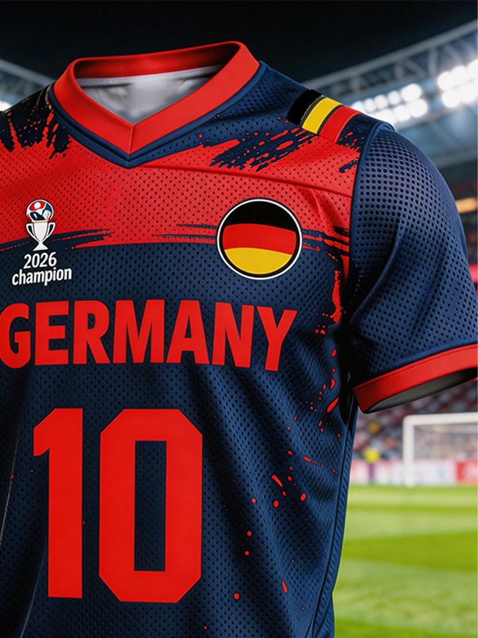 Herren Deutschland Nationalmannschaft Fan-T-Shirt: Kurzärmeliges Oberteil im Color-Block-Design mit der Rückennummer „8“