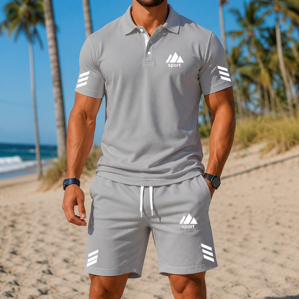 Herren Sommer Polo-Set mit Shirt und Shorts