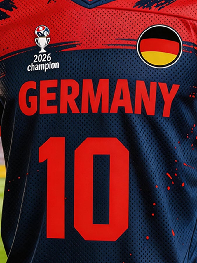 Herren Deutschland Nationalmannschaft Fan-T-Shirt: Kurzärmeliges Oberteil im Color-Block-Design mit der Rückennummer „8“