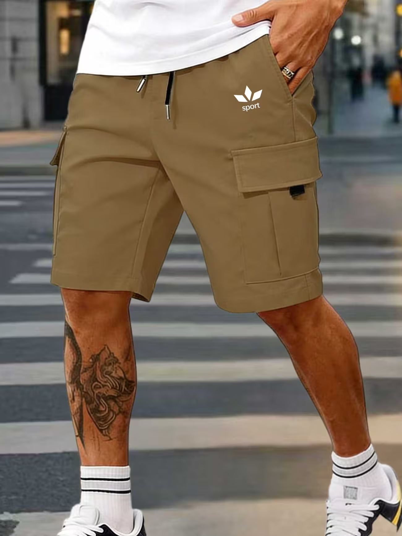 Herren Cargo-Shorts mit elastischem Bund und Taschen