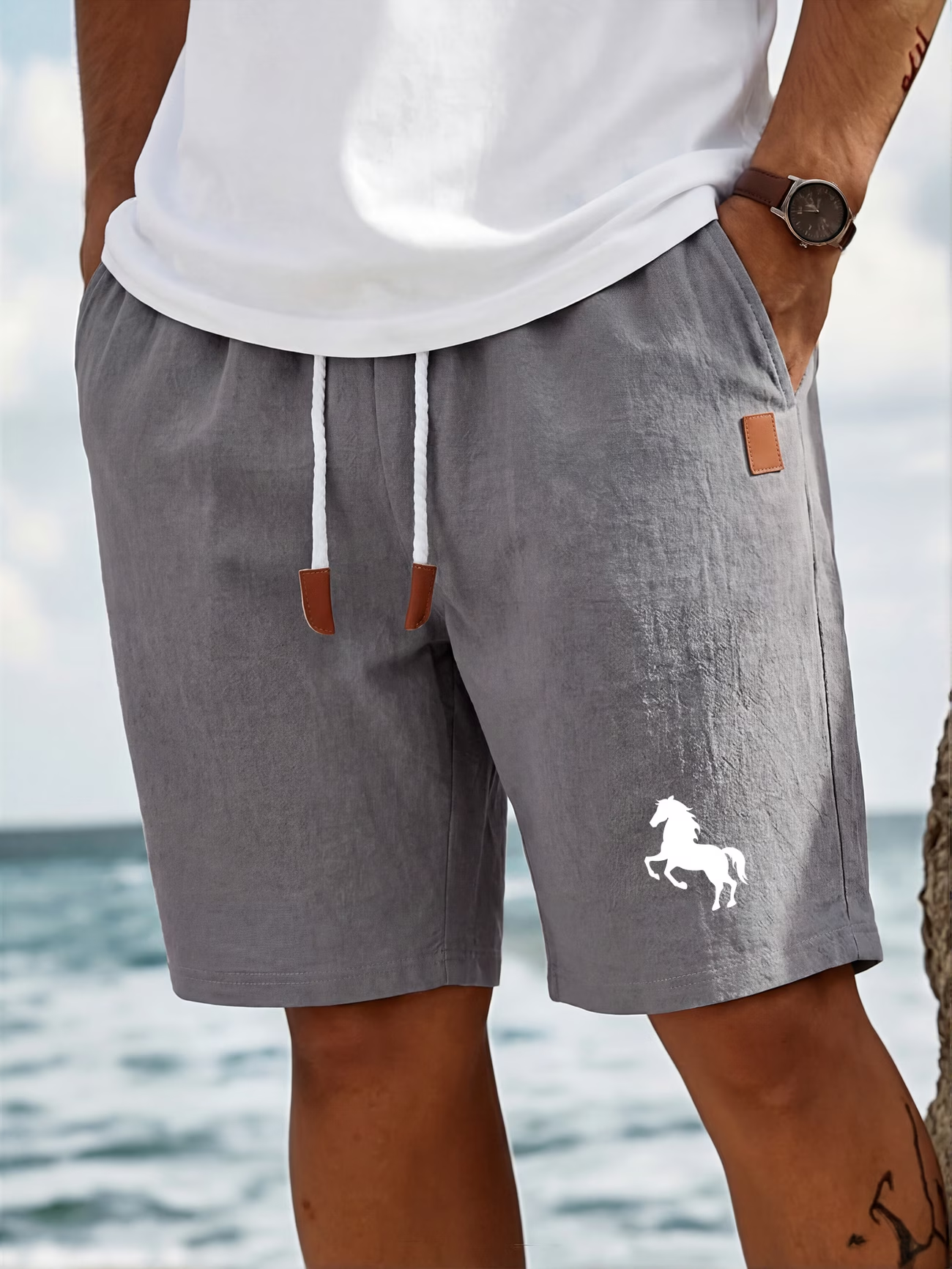 Herren Leinen-Shorts mit Kordelzug für den Sommer