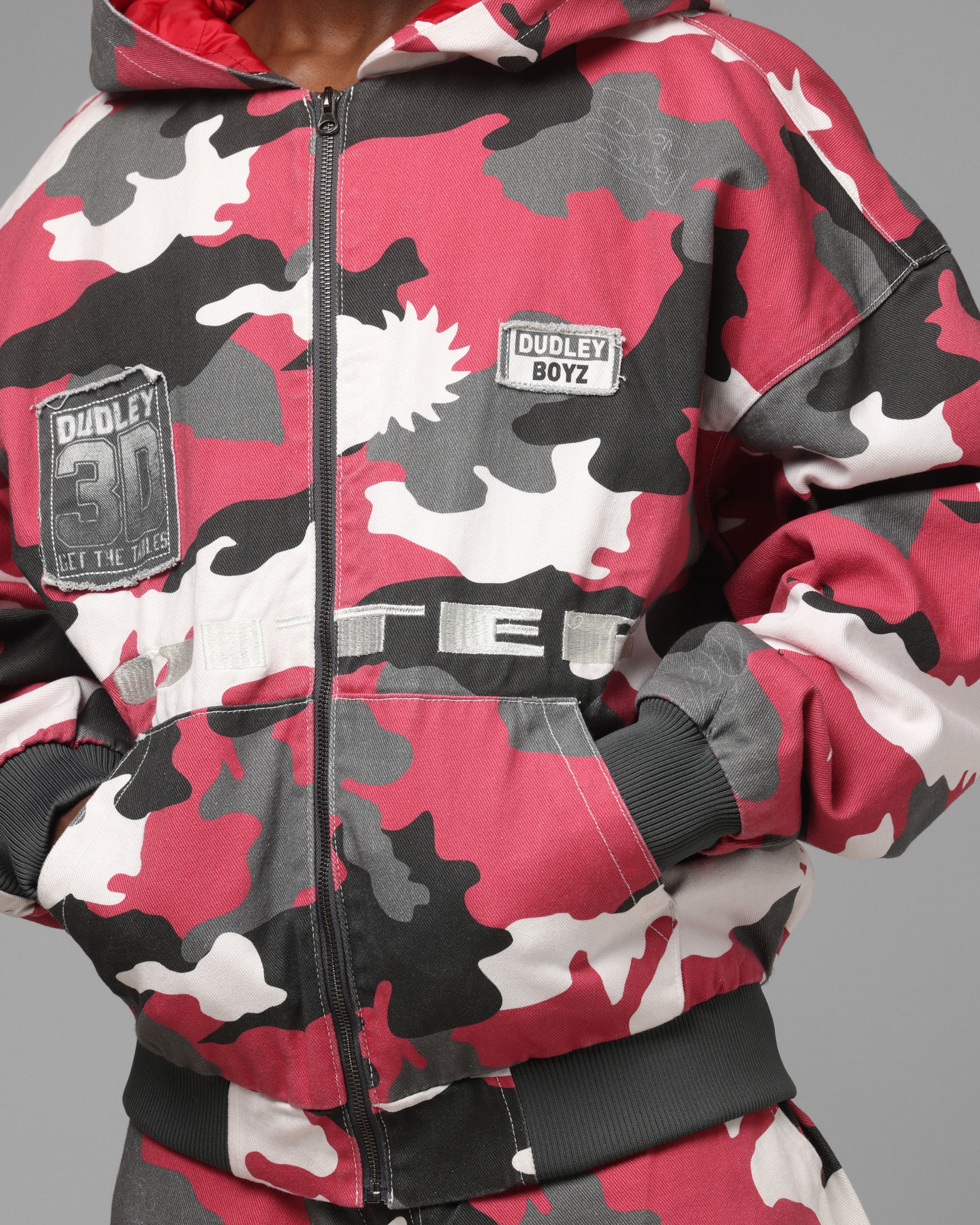 Dudley Boyz Camo Zip Jacket Red Camo