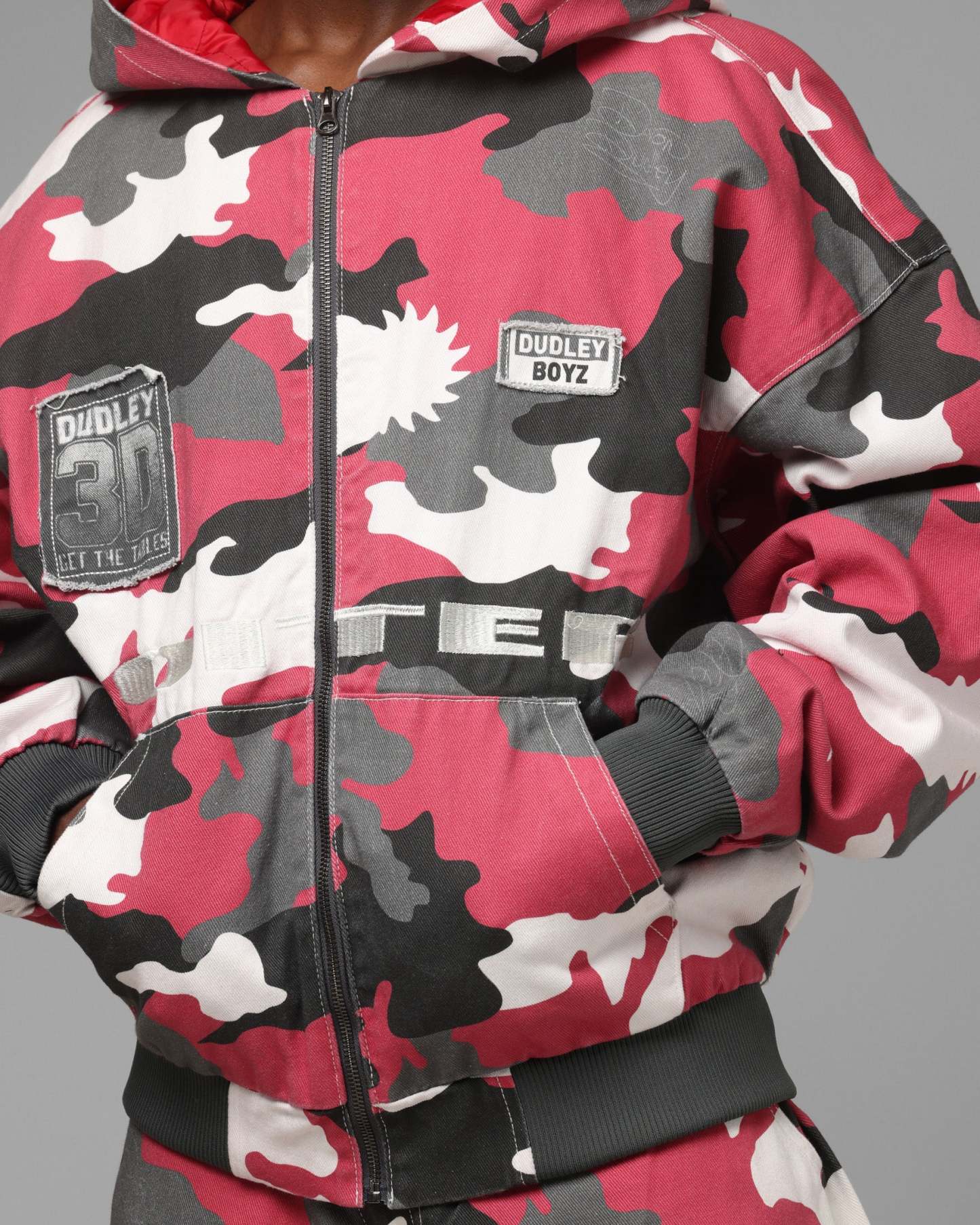 Dudley Boyz Camo Zip Jacket Red Camo