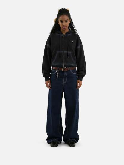 Aelfric Eden Boxy Washed Double Zip Up Hoodie