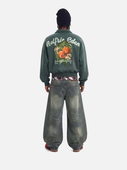 Aelfric Eden Peach Graphic Boxy Zip Up Sweatshirt