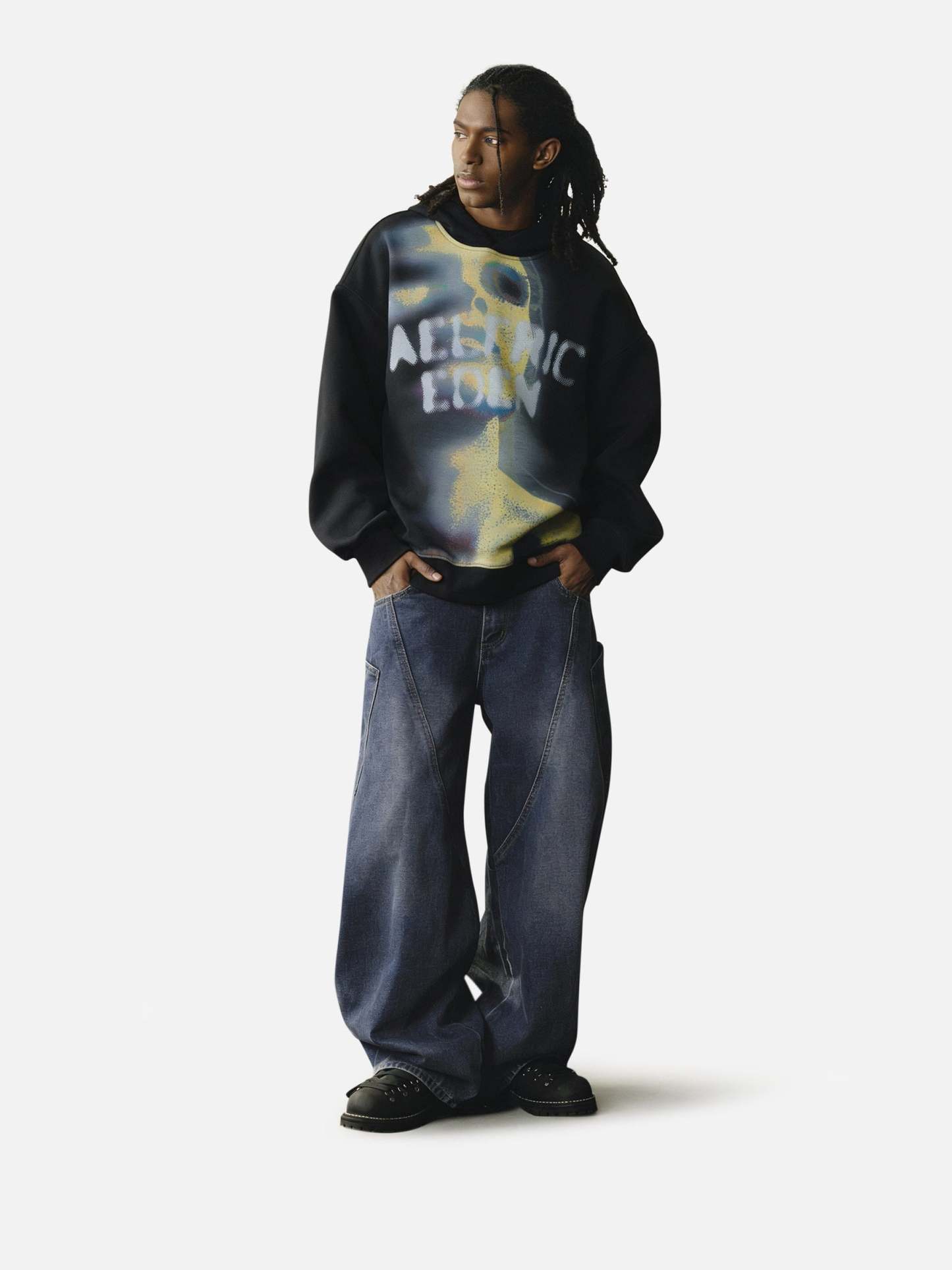 Aelfric Eden Oversized Thermal Pattern Pullover Hoodie