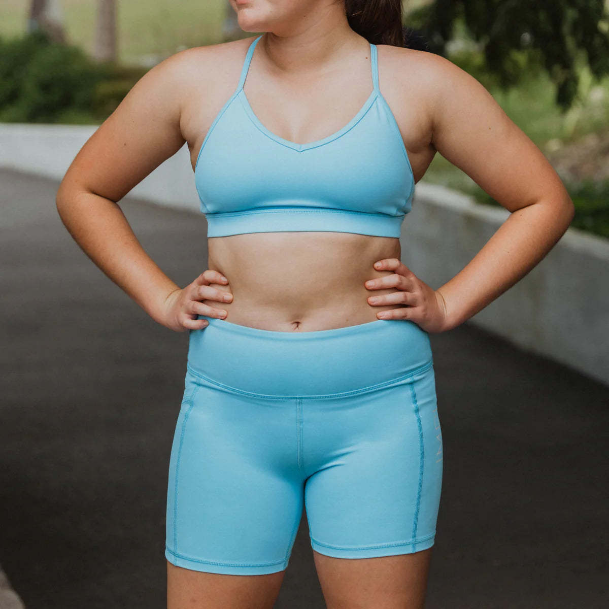 IMPI High Waist 4" Bike Shorts - Sky Blue