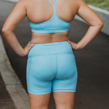 IMPI High Waist 4" Bike Shorts - Sky Blue