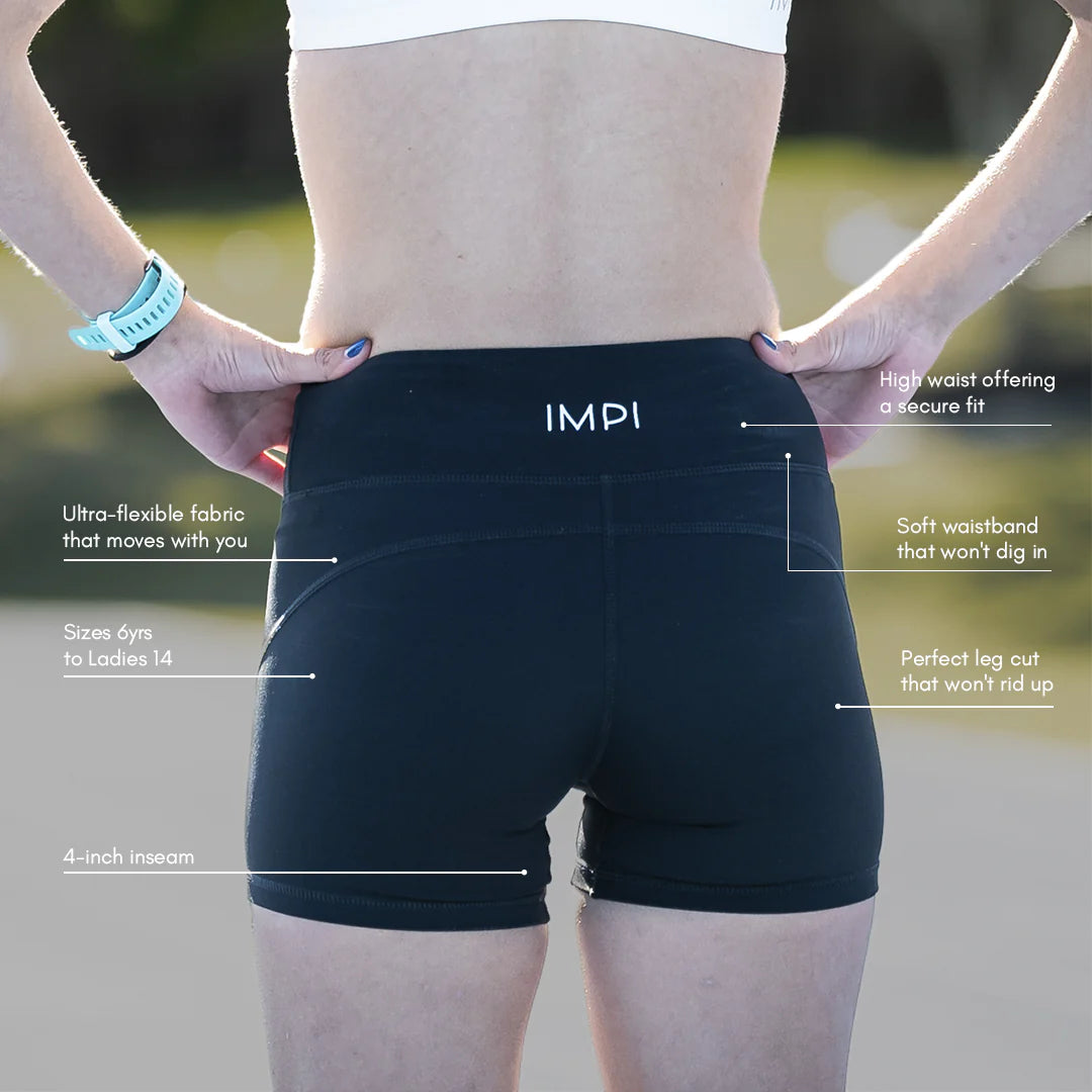 IMPI High Waist Bike Shorts 4" - Black