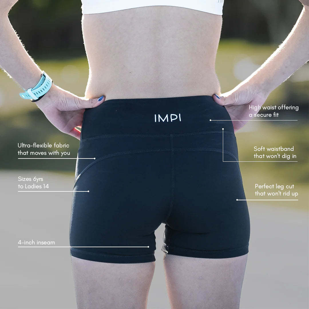IMPI High Waist Bike Shorts 4" - Black