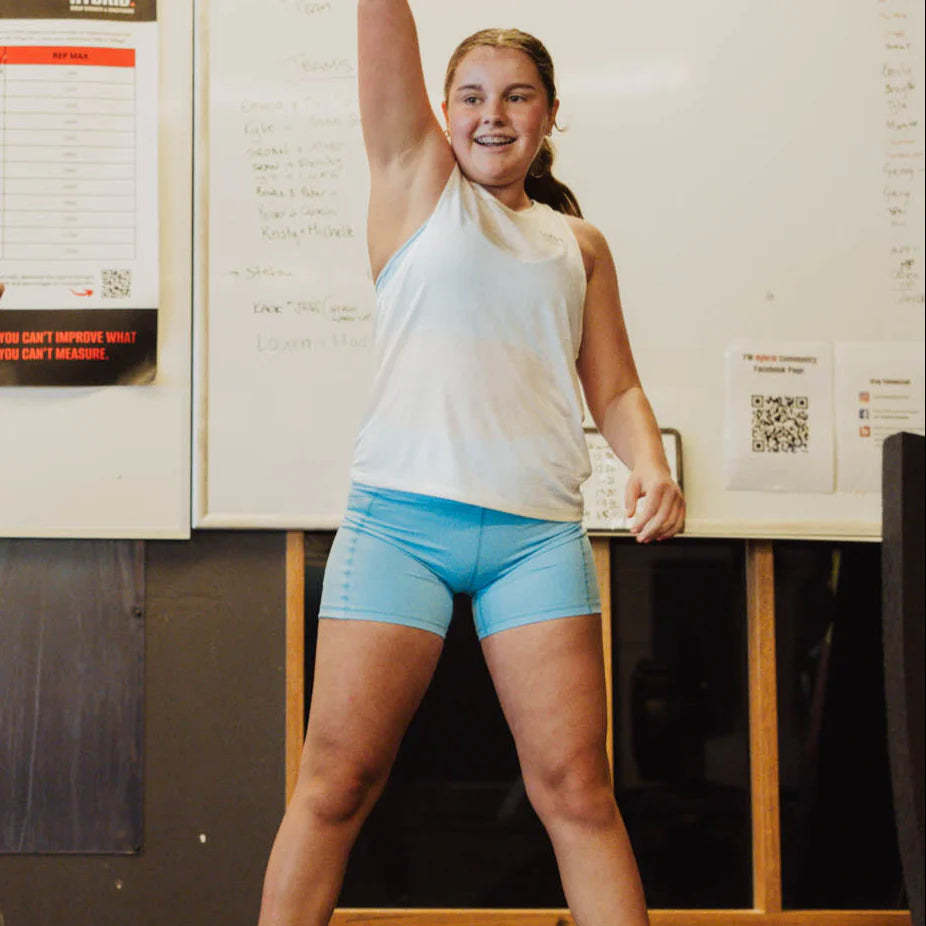 IMPI High Waist 4" Bike Shorts - Sky Blue