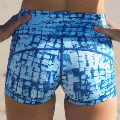 IMPI High Waist Bike Shorts - Blue Squares