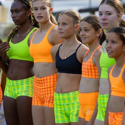 IMPI High Waist Bike Shorts - Neon Green Check