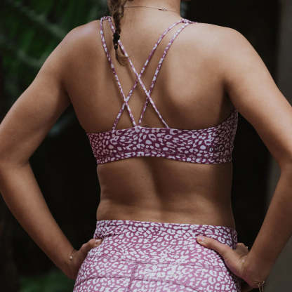 IMPI Strappy Girls Crop Top -Dusty Pink Cheetah
