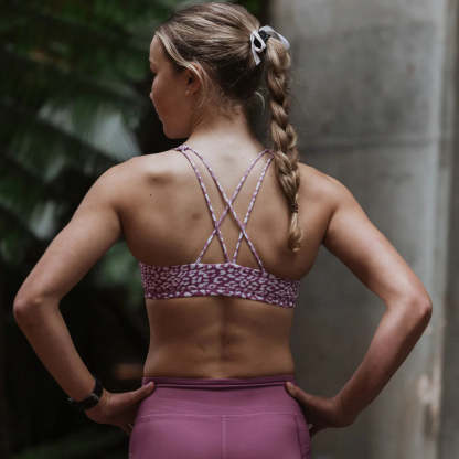 IMPI Strappy Girls Crop Top -Dusty Pink Cheetah